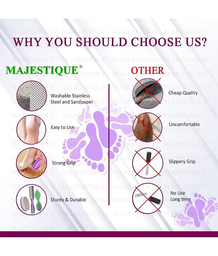 Majestique Double-Sided Foot File Foot Scrubber Effective Multidirectional -Pack of 3 Color May Vary