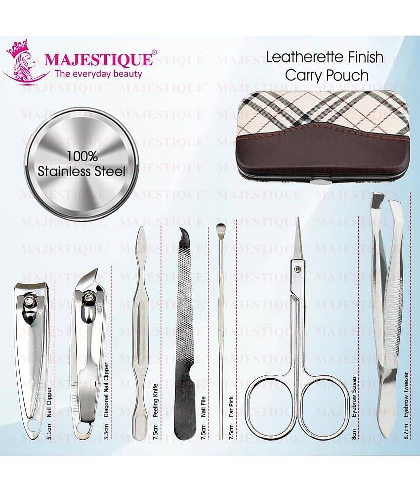 Majestique 7 In1 Manicure and Pedicure Grooming Set, Stainless Steel - 3 Pcs Color May Vary