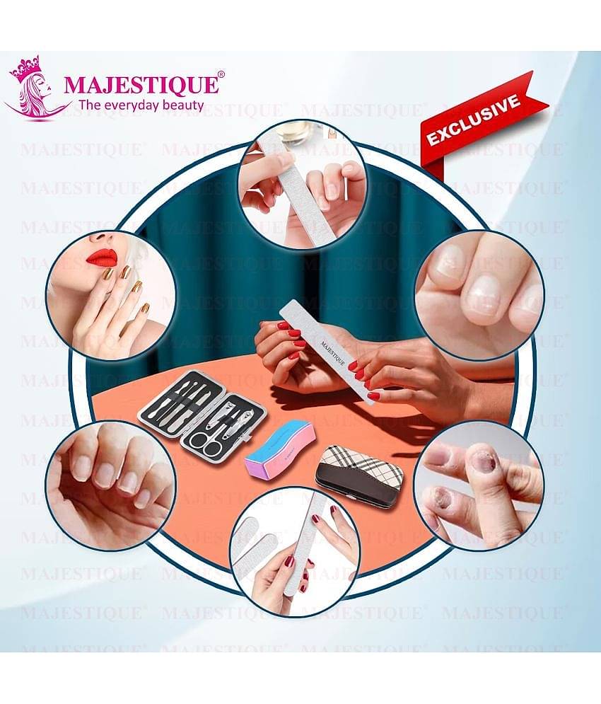 Majestique 7 In1 Manicure and Pedicure Grooming Set, Stainless Steel - 3 Pcs Color May Vary