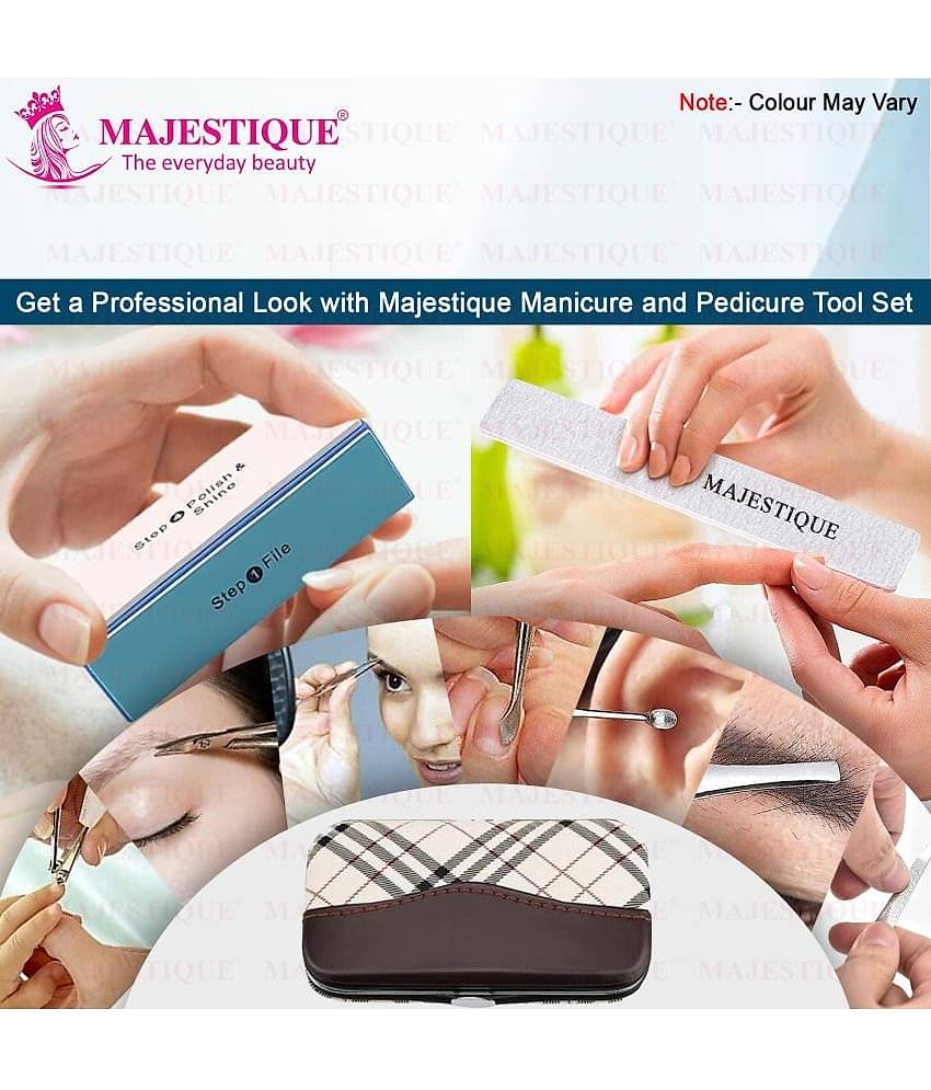 Majestique 7 In1 Manicure and Pedicure Grooming Set, Stainless Steel - 3 Pcs Color May Vary