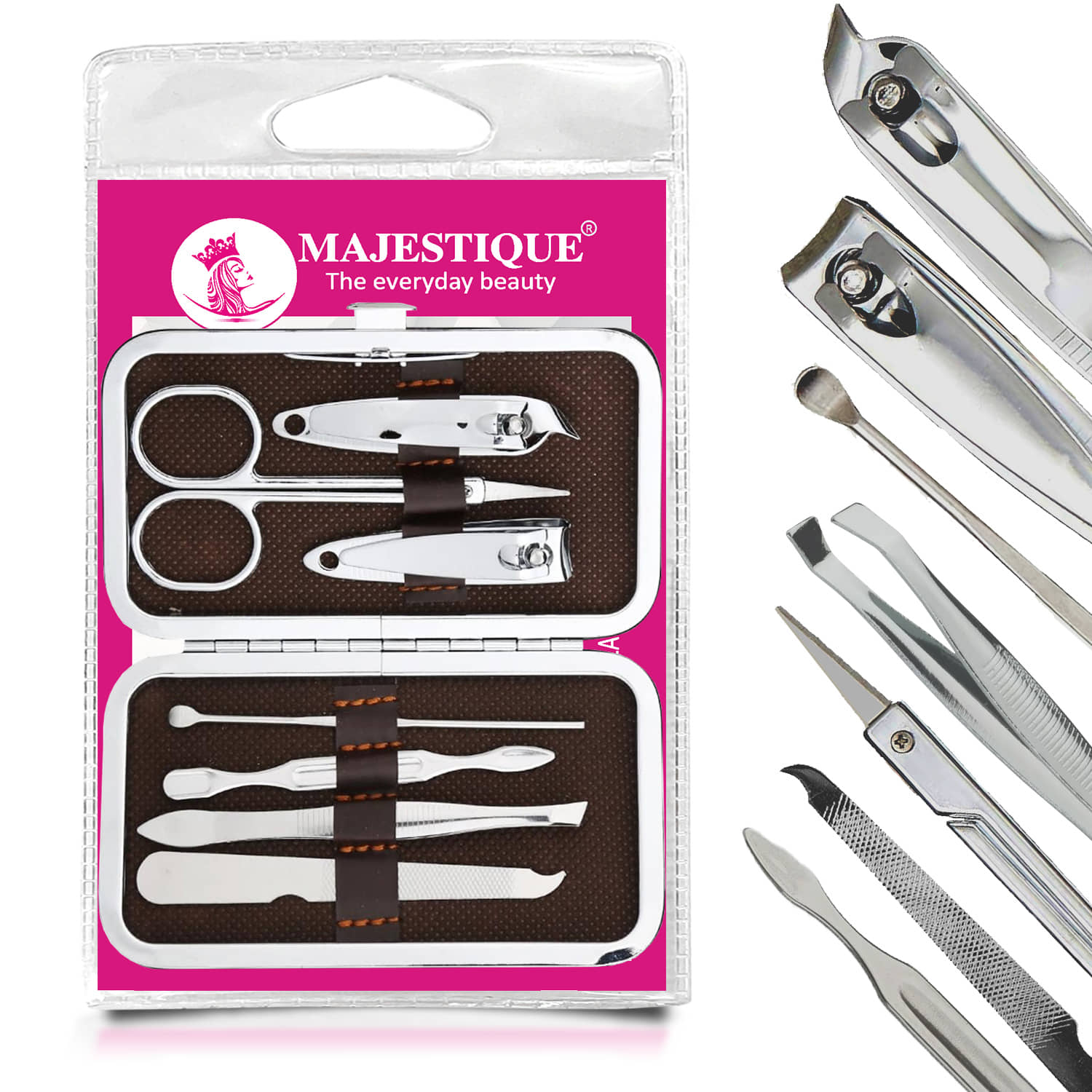 Majestique 7 In1 Manicure Grooming Set Nail Clippers Grooming Kit Nail Tool Kit for Women and Men
