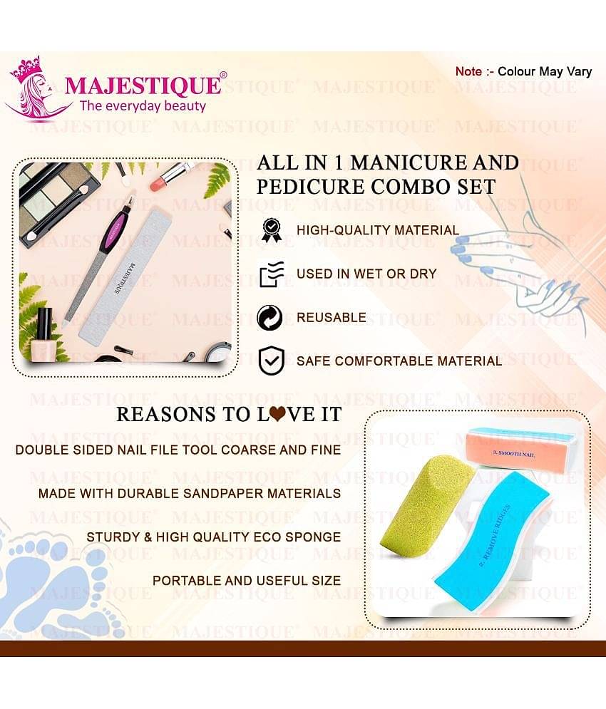 Majestique Flat Nail File Double Sides for Perfectly Shaped and Smooth Nails - Color May Vary