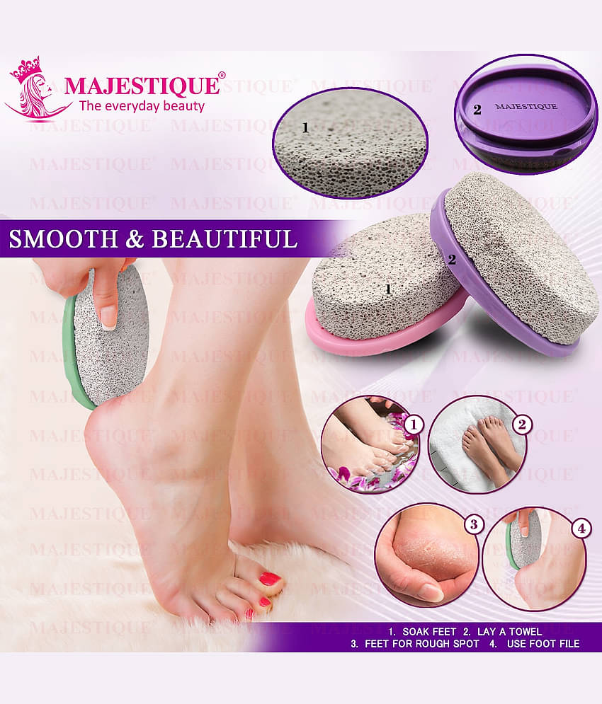 Majestique Pumice Stone With Grip Pedicure Tools Hard Skin Callus Remover for Dead Skin 2 Pcs