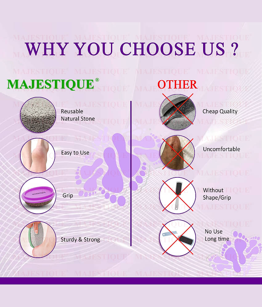Majestique Pumice Stone With Grip Pedicure Tools Hard Skin Callus Remover for Dead Skin 2 Pcs