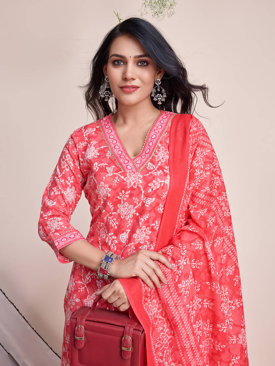 MOJILAA Cotton Printed Kurti With Salwar Women's Stitched Salwar Suit - Peach ( Pack of 1 ) MOJILAA Cotton Printed Kurti With Salwar Women's Stitched Salwar Suit - Peach ( Pack of 1 )