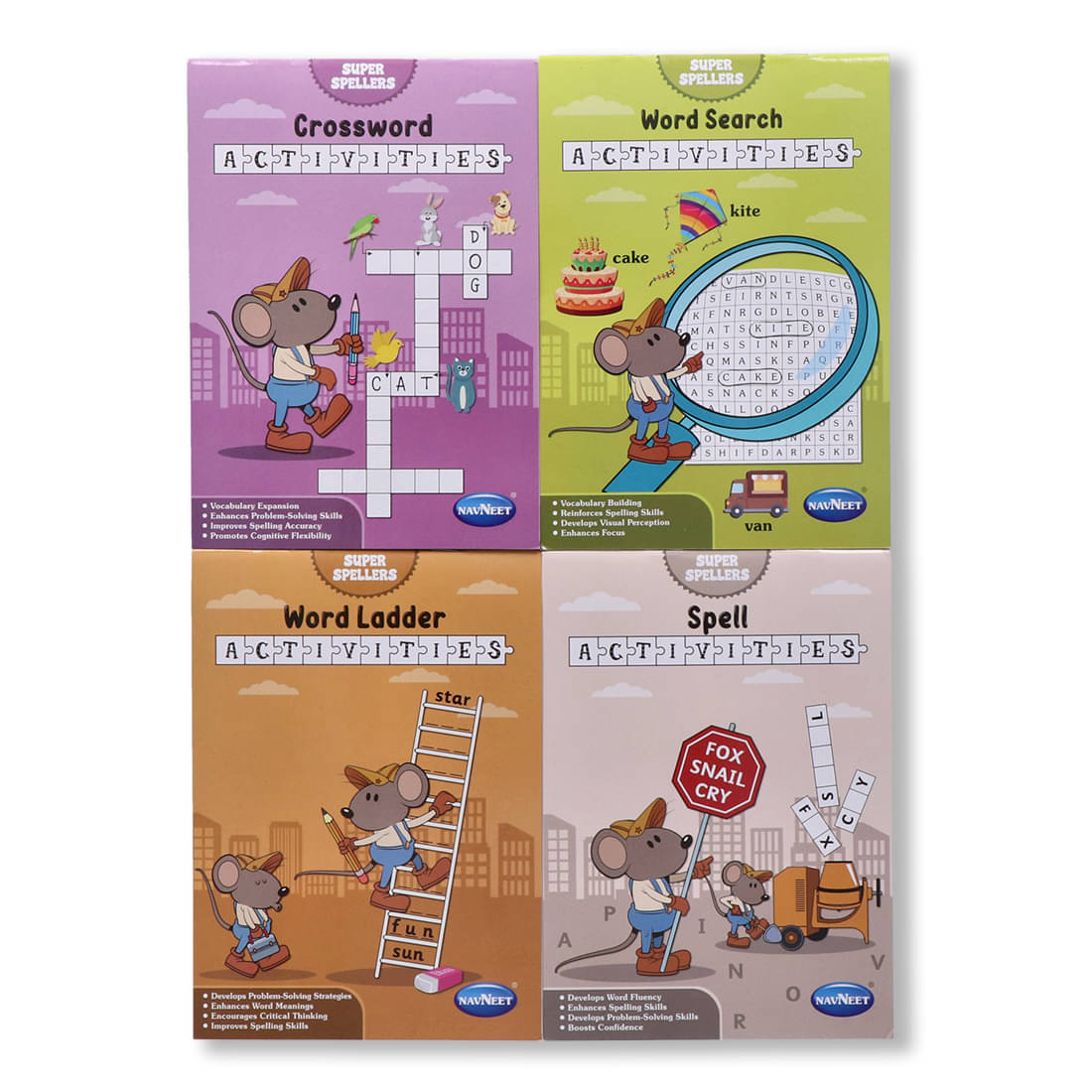    			Navneet Super Spellers Series- Set of 4 Books-Word Search Crossword Word Ladders Spell Puzzles-Vocabulary Booster: Classic Activities For All