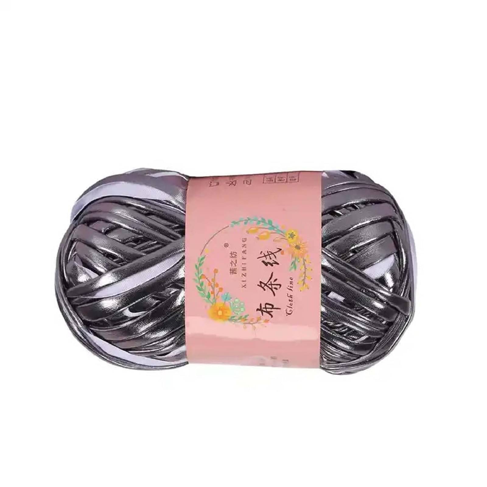     			PRANSUNITA Metallic Shining Sparkle T-shirt Knitting Yarn – 100 gms - for Hand Knit Clutch Bag Backpack Bulky Blanket Cushion Crochet Glossy yarn – Color - (METAL)