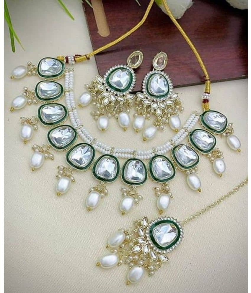 Padmavati Bangles White Alloy Necklace Set ( Pack of 1 )