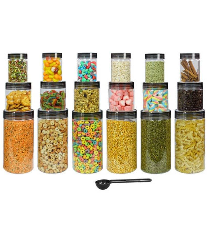     			PearlPet 200ml,500ml,1700ml Plastic Black Multi-Purpose Container ( Set of 18 )