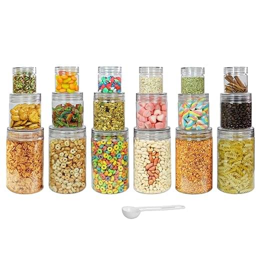     			PearlPet 200ml,500ml,1000ml Plastic Transparent Multi-Purpose Container ( Set of 18 )