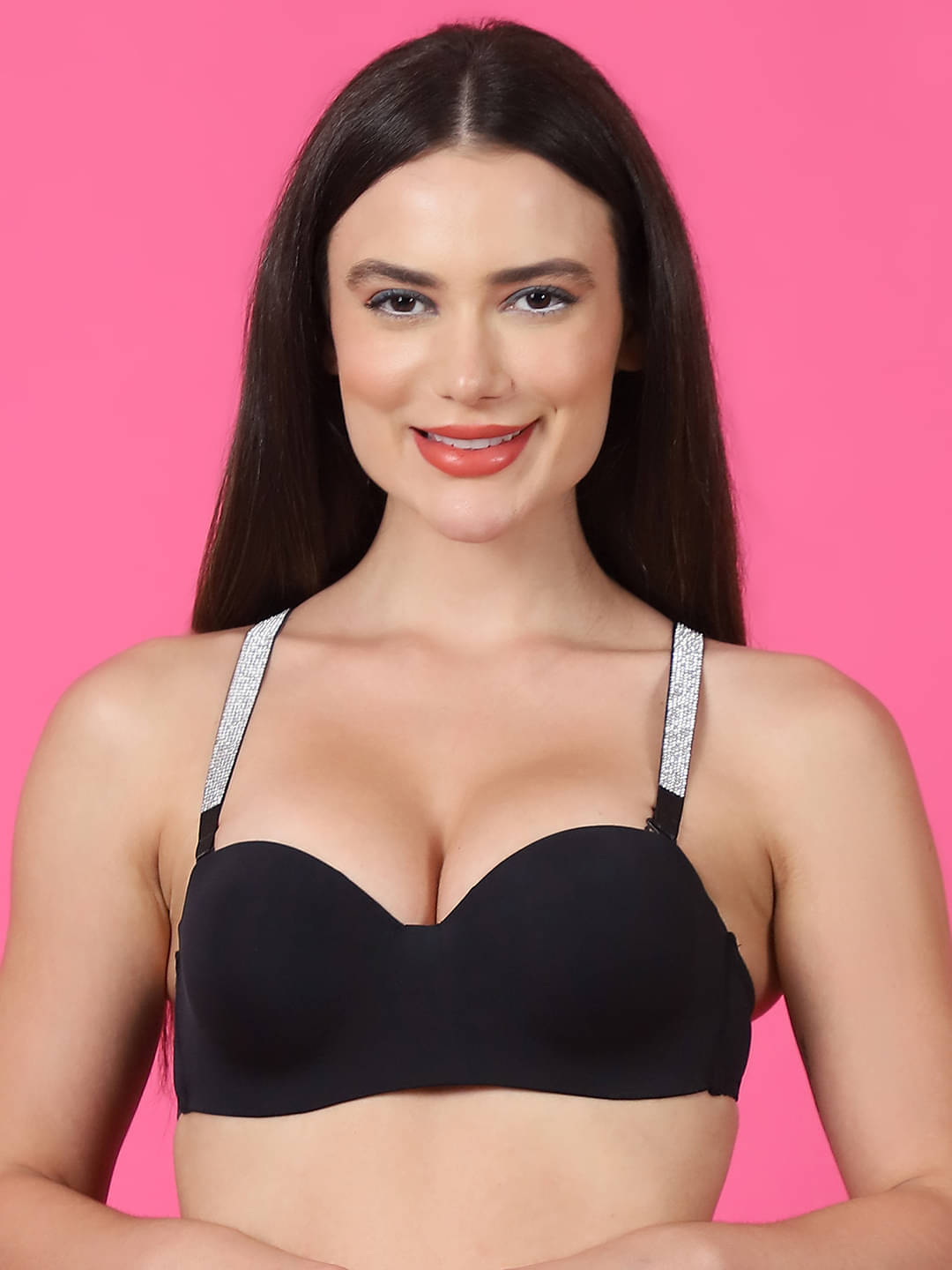    			PrettyCat Polyester Lightly Padded Women's Balconette Bra ( Black ) PC-BR-7042-BLK