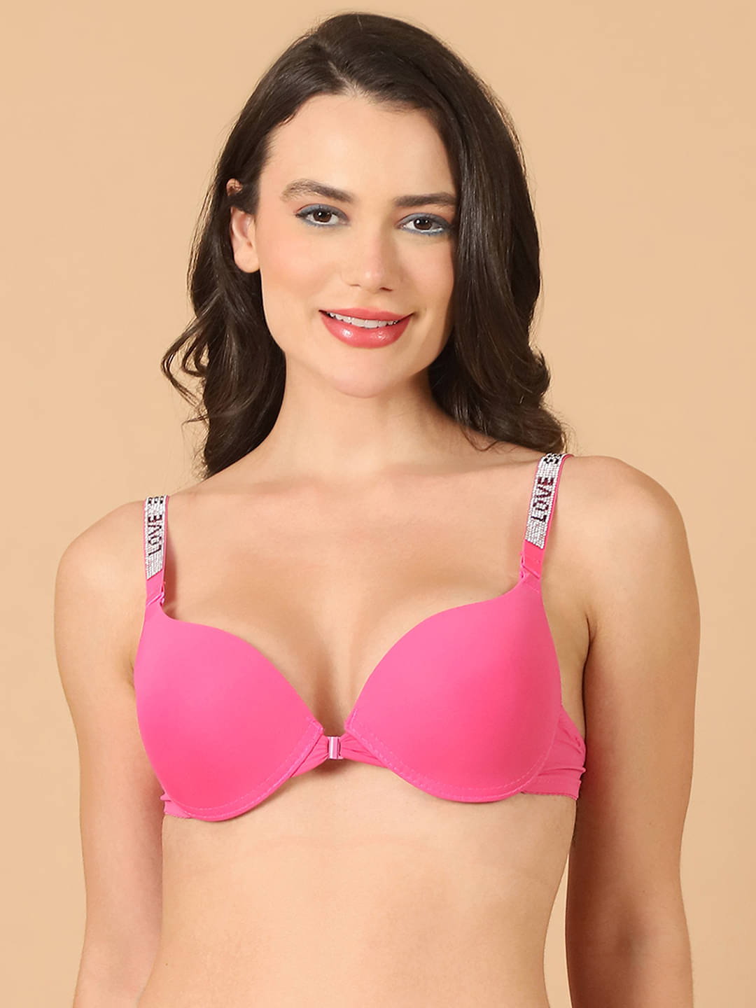PrettyCat Polyester Lightly Padded Women's Push Up Bra ( Pink ) PC-BR-7041-FO-PNK PrettyCat Polyester Lightly Padded Women's Push Up Bra ( Pink ) PC-BR-7041-FO-PNK