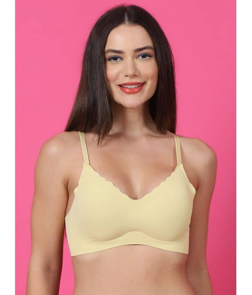 PrettyCat Nylon Lightly Padded Women's Everyday Bra ( Yellow ) PC-BR-7029-YLO PrettyCat Nylon Lightly Padded Women's Everyday Bra ( Yellow ) PC-BR-7029-YLO