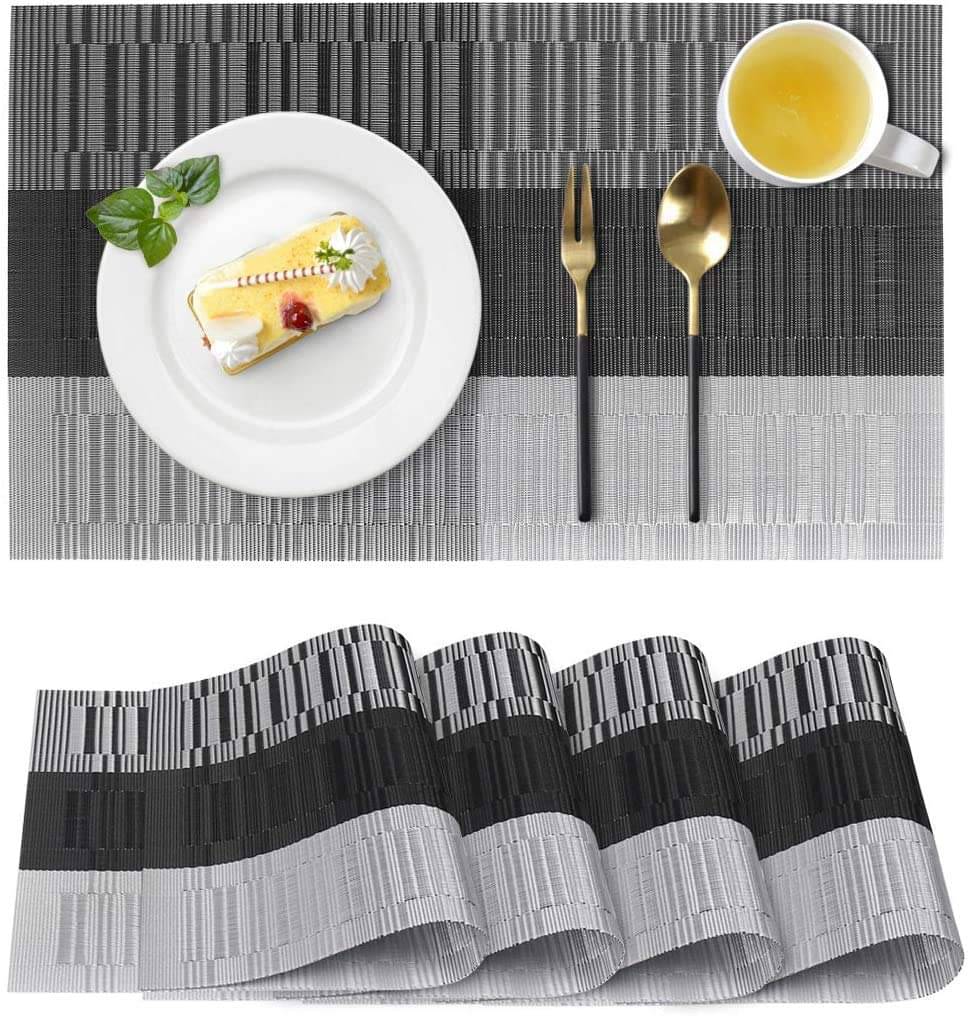 RAMDEV ENTERPRISE PVC Nature Rectangle Table Mats ( 20 cm x 30 cm ) Pack of 4 - Gray RAMDEV ENTERPRISE PVC Nature Rectangle Table Mats ( 20 cm x 30 cm ) Pack of 4 - Gray