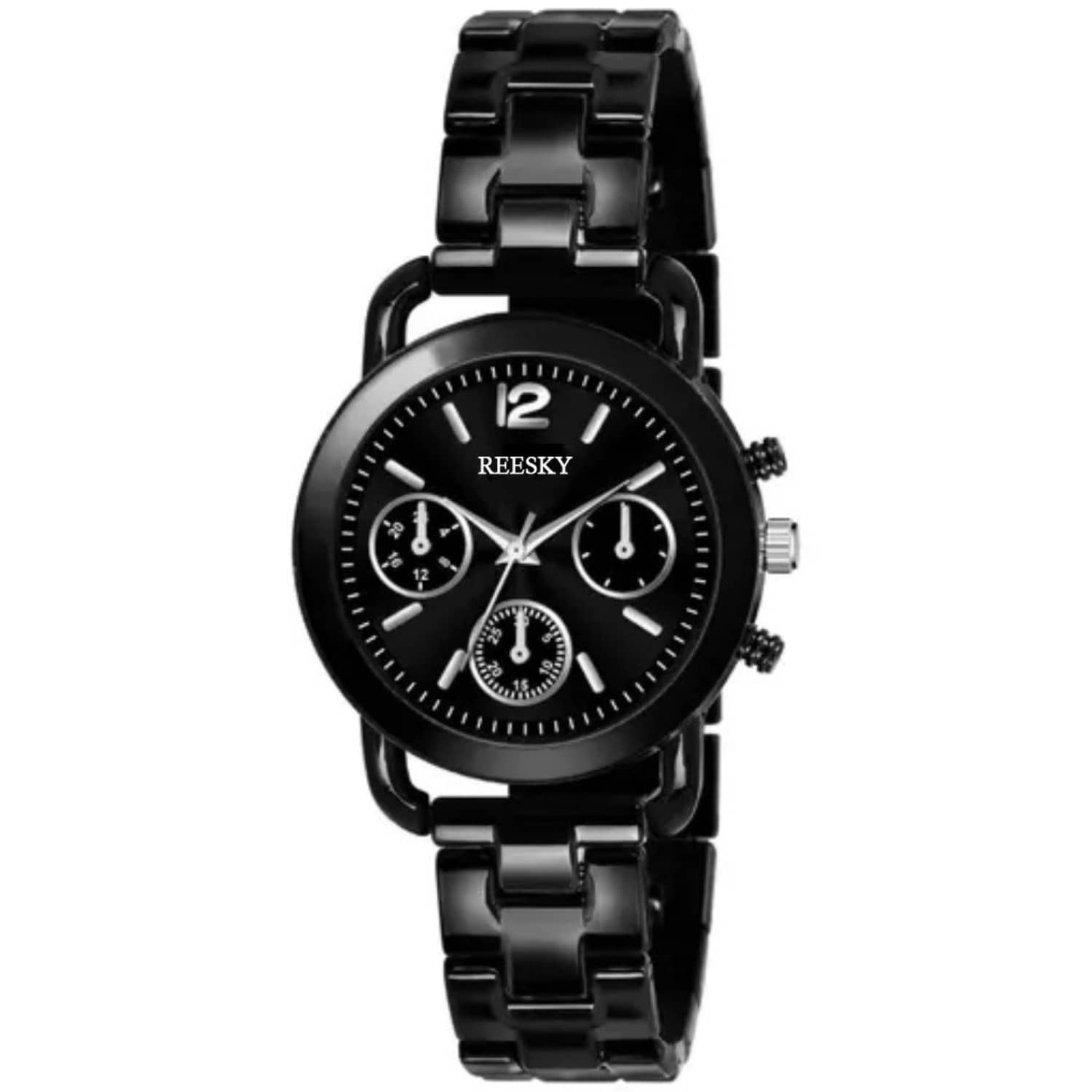 REESKY Black Metal Analog Womens Watch