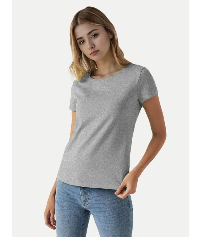     			Radprix Women Cotton Self Design Regular Fit Round Neck T-Shirt ( Grey )
