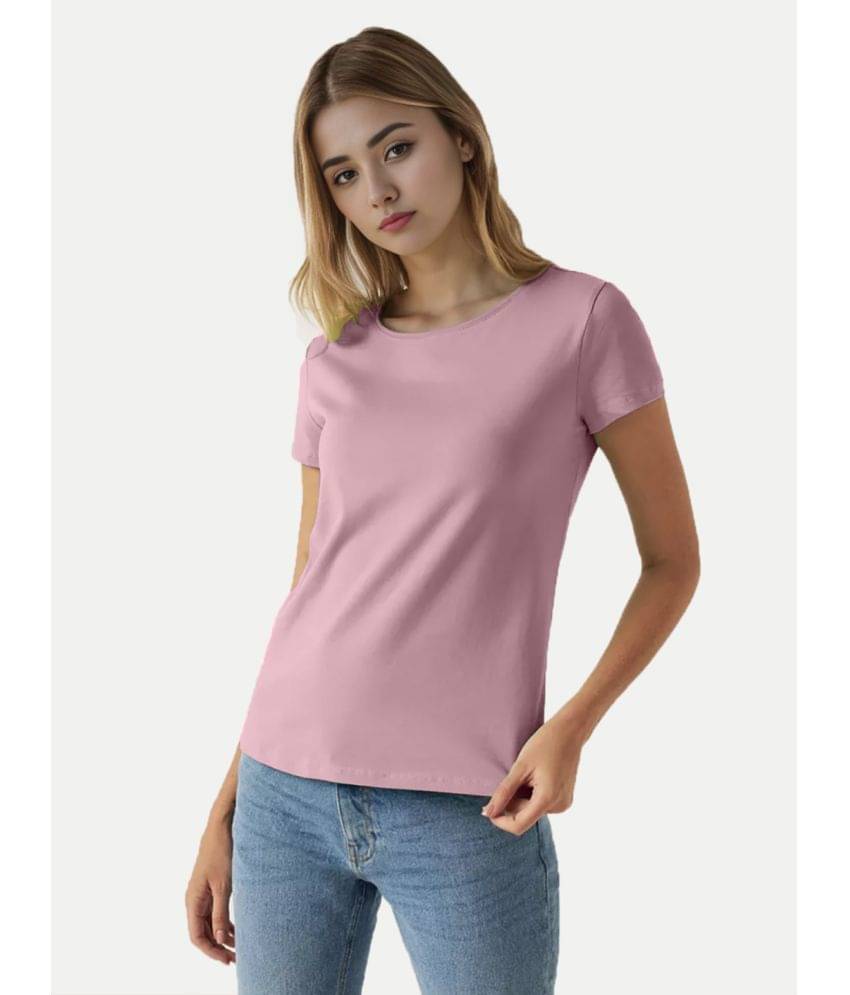 Radprix Women Cotton Solid Regular Fit Round Neck T-Shirt ( Pink )     			Radprix Women Cotton Solid Regular Fit Round Neck T-Shirt ( Pink )