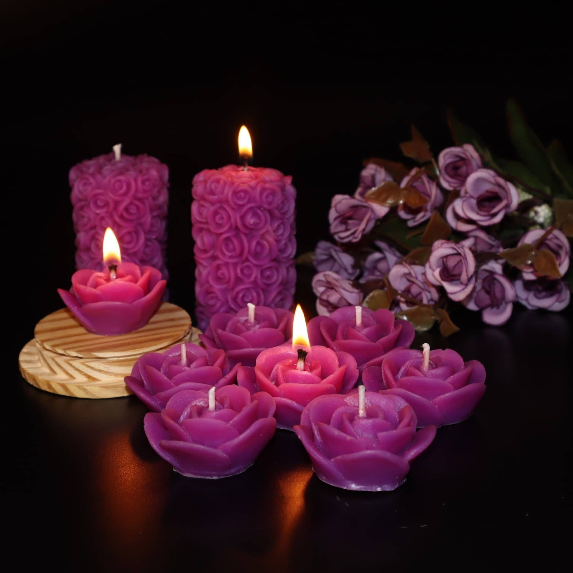     			Shraddha Creation Purple Lavender Pillar Candle 7 cm ( Pack of 10 )