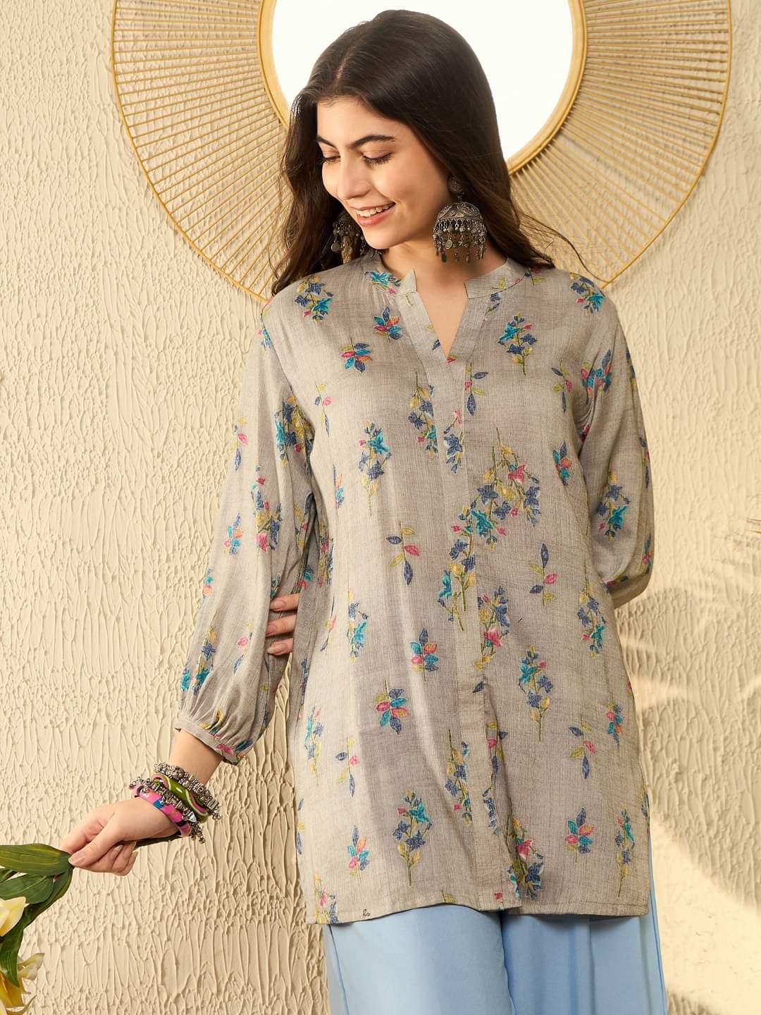     			Vaamsi Women's Rayon Tunic ( Grey )