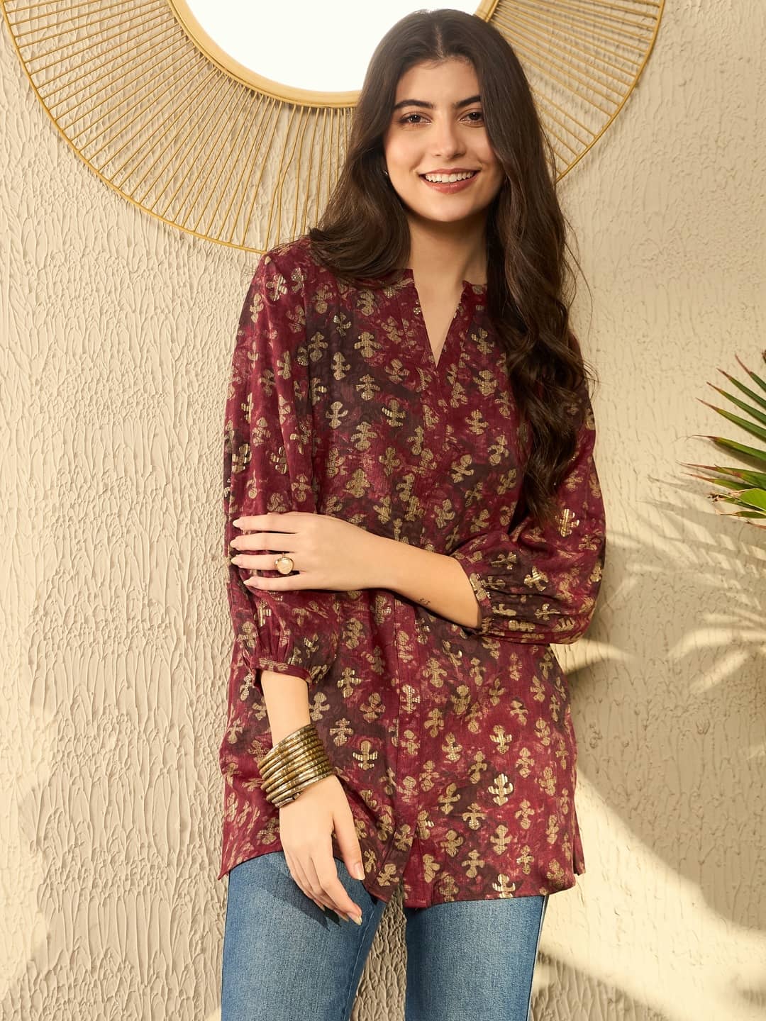Vaamsi Maroon Rayon Women's Tunic ( Pack of 1 )