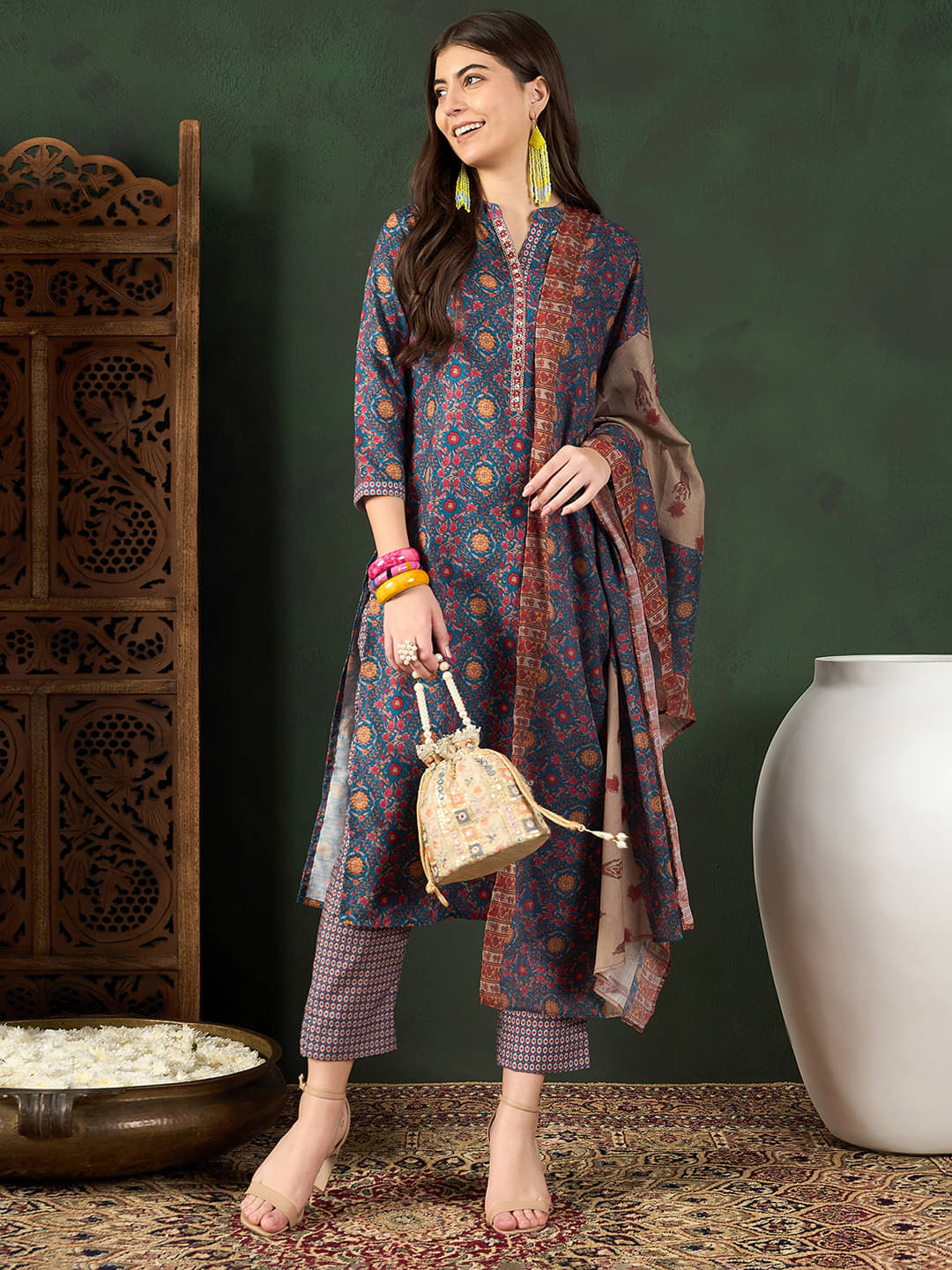 Vaamsi Rayon Printed Kurti With Pants Women's Stitched Salwar Suit - Blue ( Pack of 1 ) Vaamsi Rayon Printed Kurti With Pants Women's Stitched Salwar Suit - Blue ( Pack of 1 )
