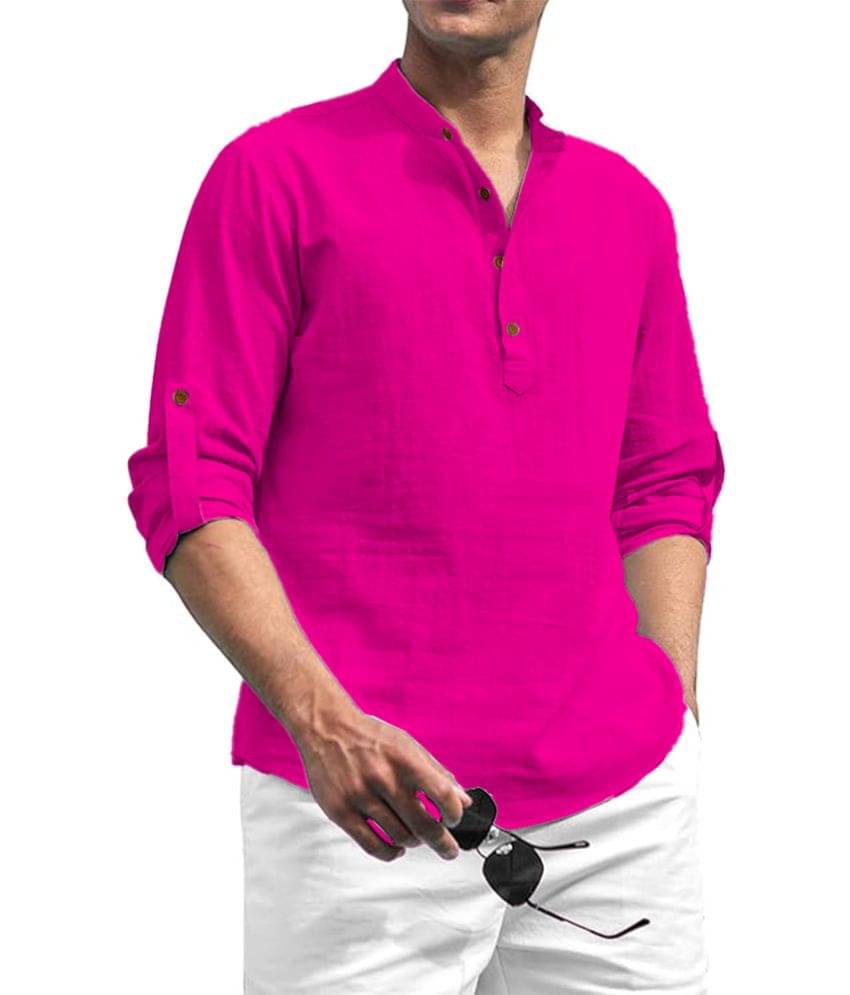     			Vida Loca Dark Pink Cotton Blend Men's Shirt Style Kurta ( Pack of 1 )
