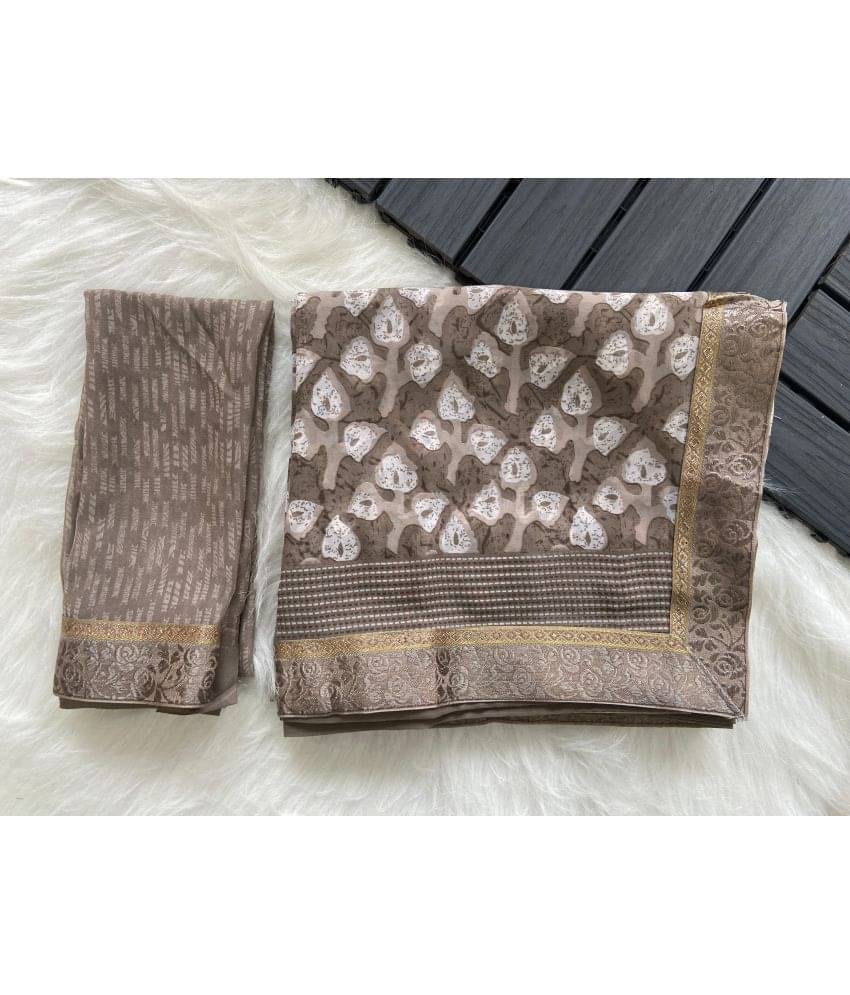     			BHAVIKA SILK MILLS Georgette Printed Saree With Unstitched Blouse Piece ( Grey )