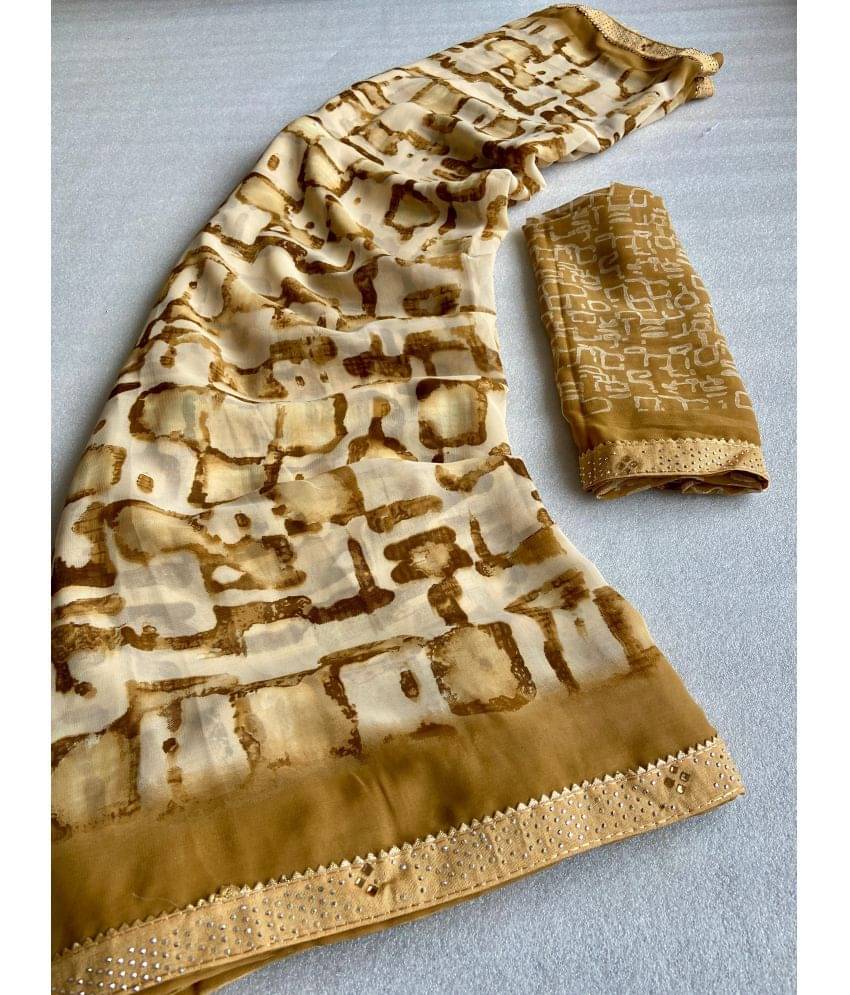     			BHAVIKA SILK MILLS Georgette Printed Saree With Unstitched Blouse Piece ( Beige )