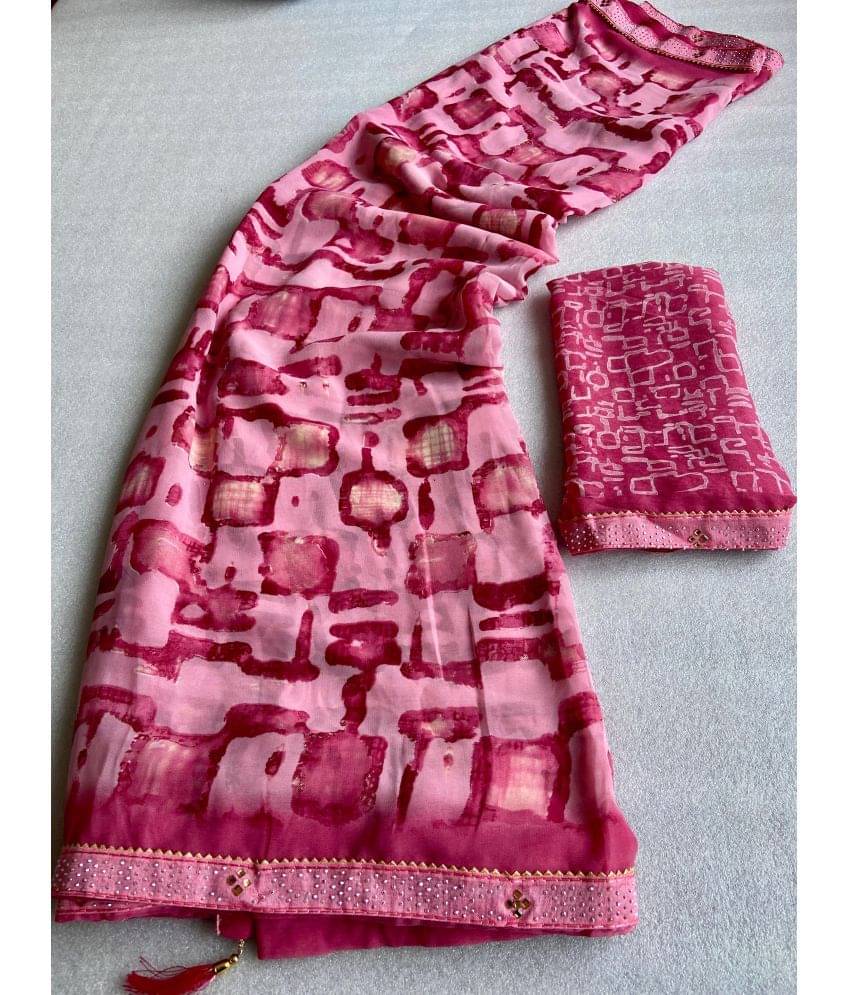     			BHAVIKA SILK MILLS Georgette Printed Saree With Unstitched Blouse Piece ( Pink )