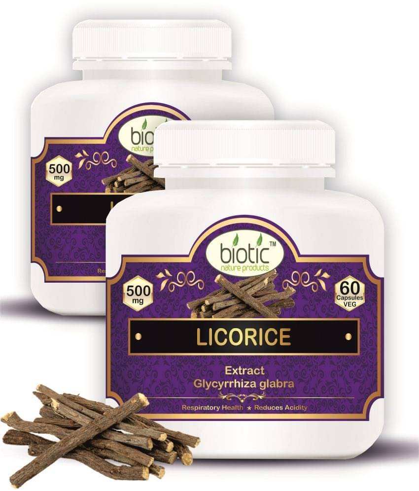 Biotic Licorice Capsules - Mulethi Extract Capsule - Licorice Extract 500mg 120 no.s Biotic Licorice Capsules - Mulethi Extract Capsule - Licorice Extract 500mg 120 no.s