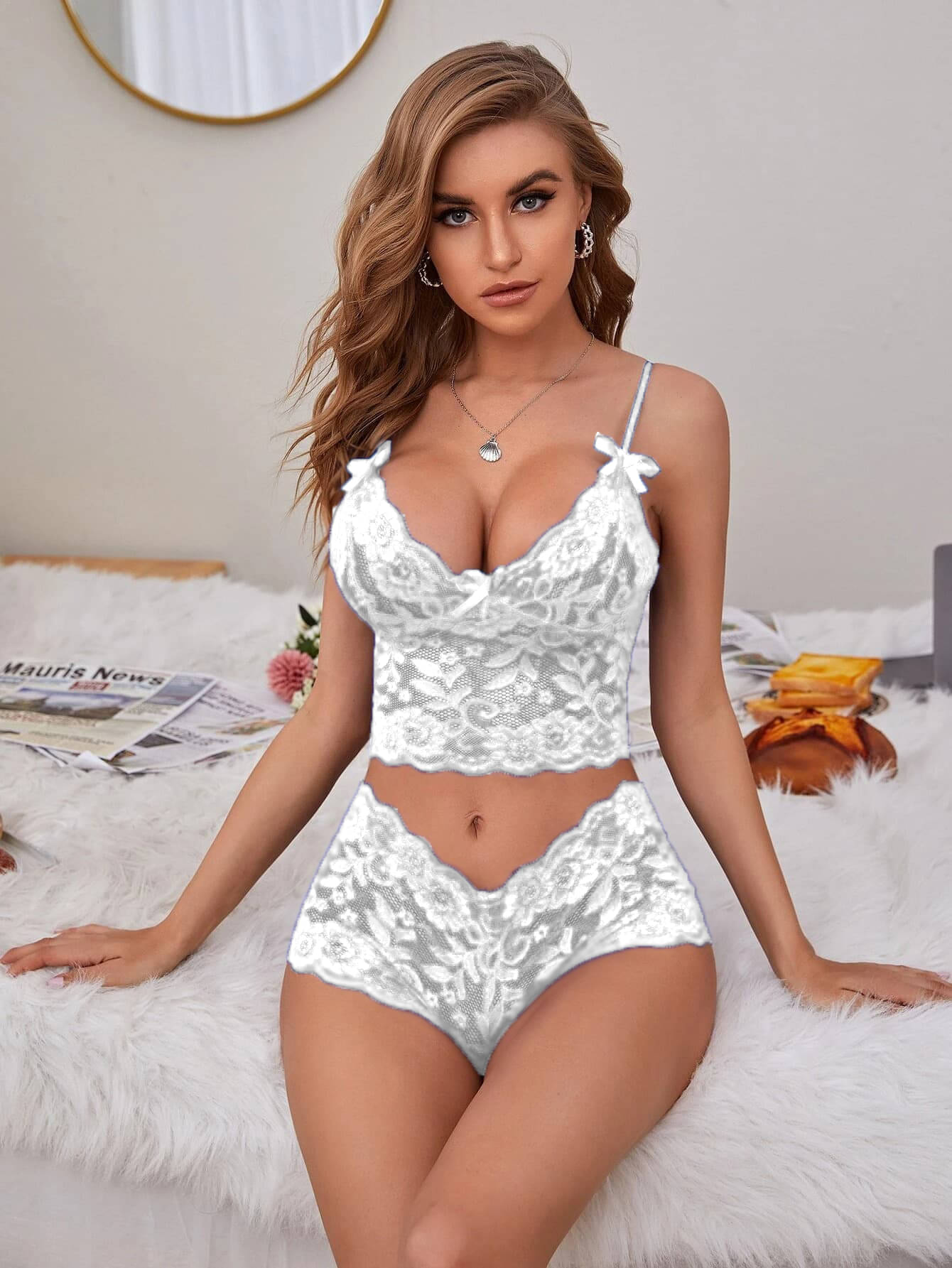     			COMFY ATTIRE Net Women's Bra & Panty Set ( White )