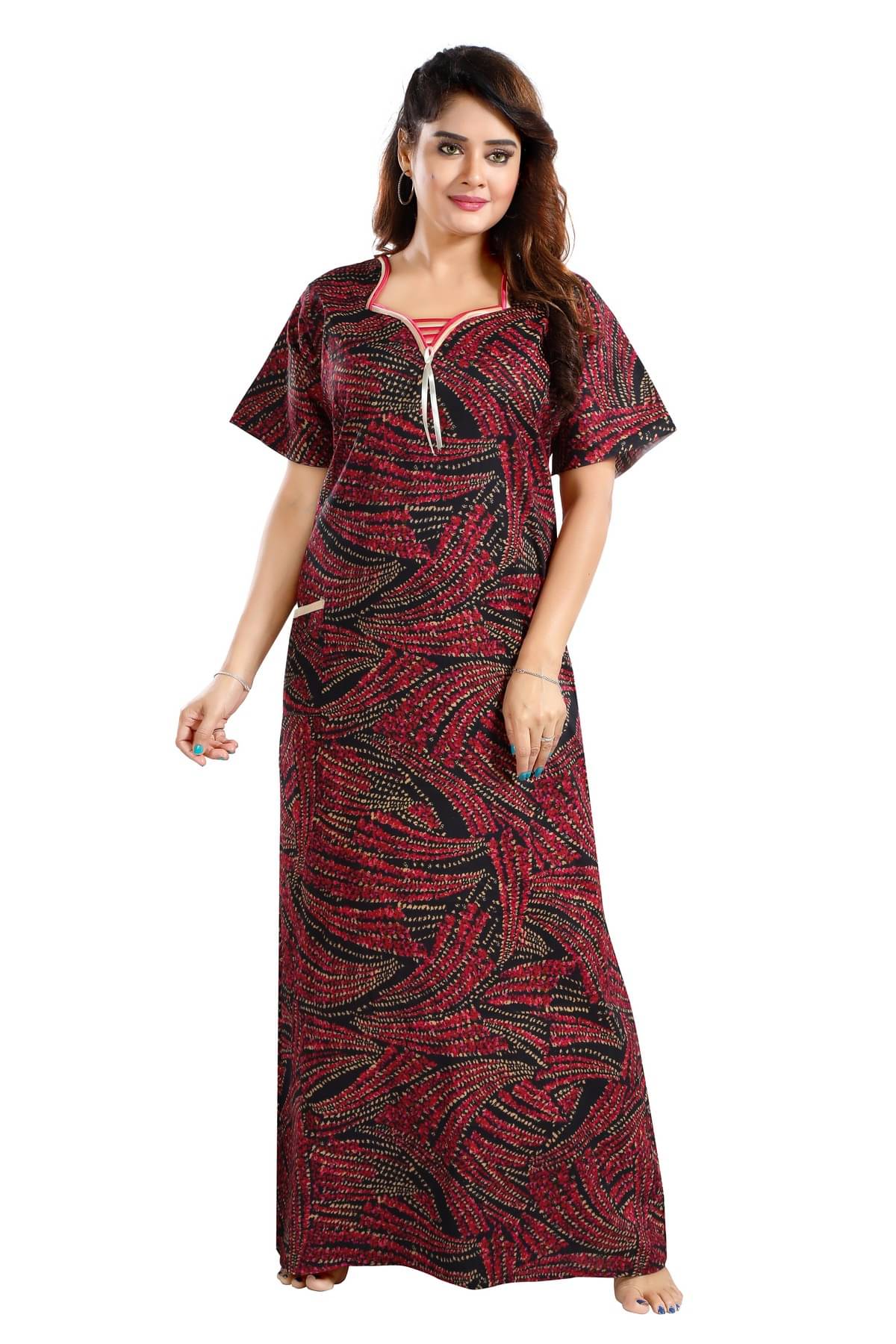 Cinco Multi Color Cotton Blend Women's Nightwear Nighty & Night Gowns ( Pack of 1 ) Cinco Multi Color Cotton Blend Women's Nightwear Nighty & Night Gowns ( Pack of 1 )