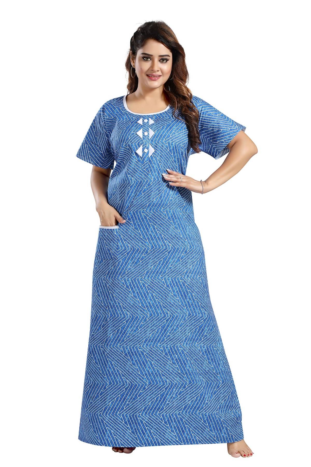     			Cinco Multi Color Cotton Blend Women's Nightwear Nighty & Night Gowns ( Pack of 1 )