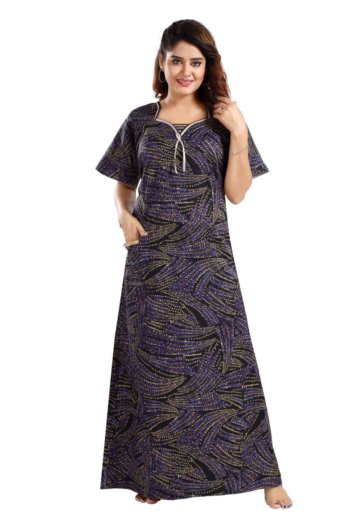 Cinco Multi Color Cotton Blend Women's Nightwear Nighty & Night Gowns ( Pack of 1 ) Cinco Multi Color Cotton Blend Women's Nightwear Nighty & Night Gowns ( Pack of 1 )