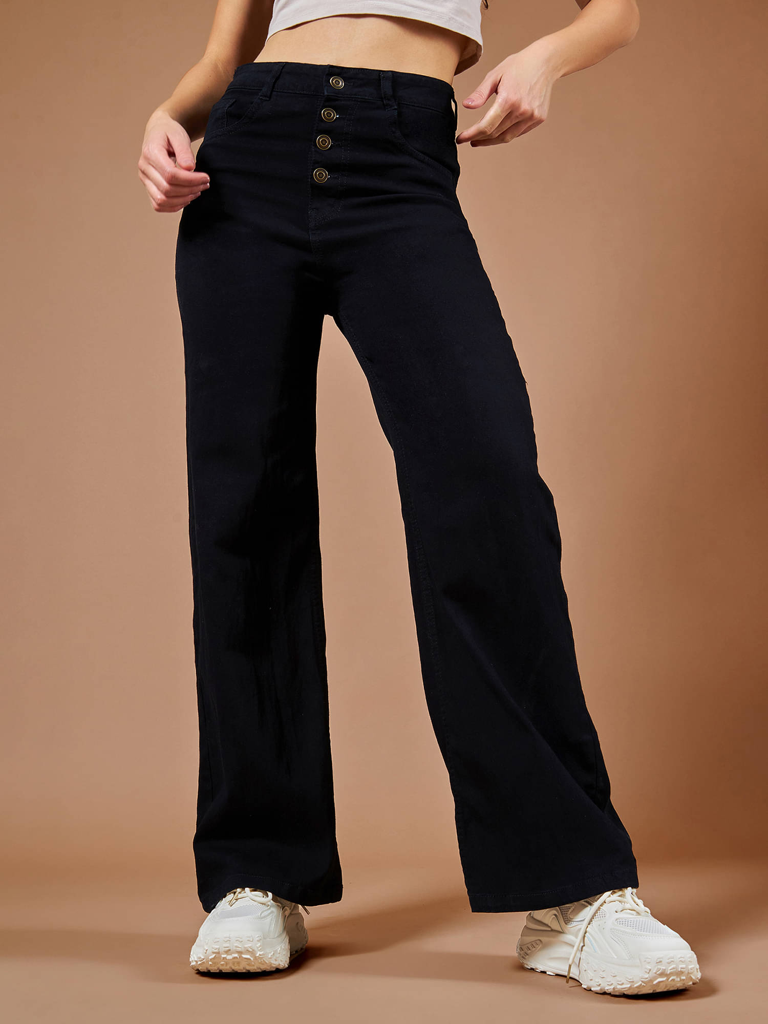     			Dolce Crudo - Black Denim Wide Leg Women's Jeans ( Pack of 1 )