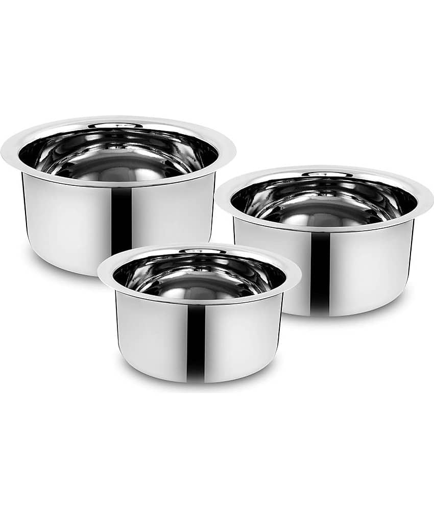 Dynore Tope Set Non Coated Stainless Steel Tope Heavy Bottom without Lid 21 cm Diameter 4 Ltr - Cookware | Buy online on ZillyBuy