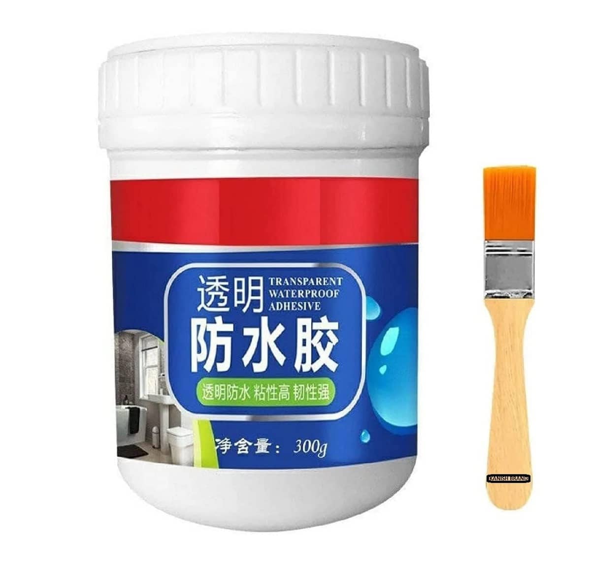 EIGHTEEN ENTERPRISE Crack Seal Glue 300gm with Brush Transparent Waterproof Glue for Roof Leakage Crack Seal Agent Roof Water Leakage Solution Water Proof Glue Transparent Glue Waterproofing for Pipe Wall Tiles.