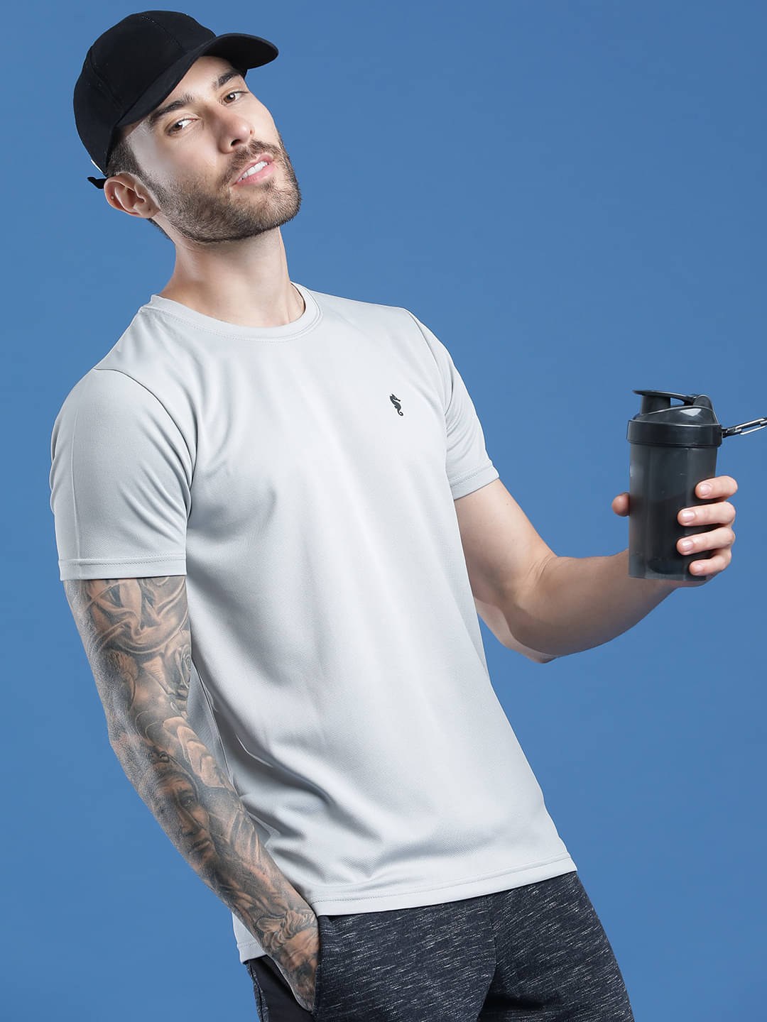     			EPPE Light Grey Polyester Regular Fit Men's Sports T-Shirt ( Pack of 1 )