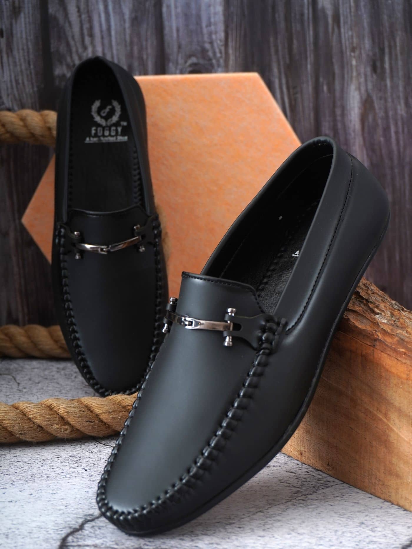 FOGGY Black Men's Slip on - Formal Shoes | Buy online on ZillyBuy