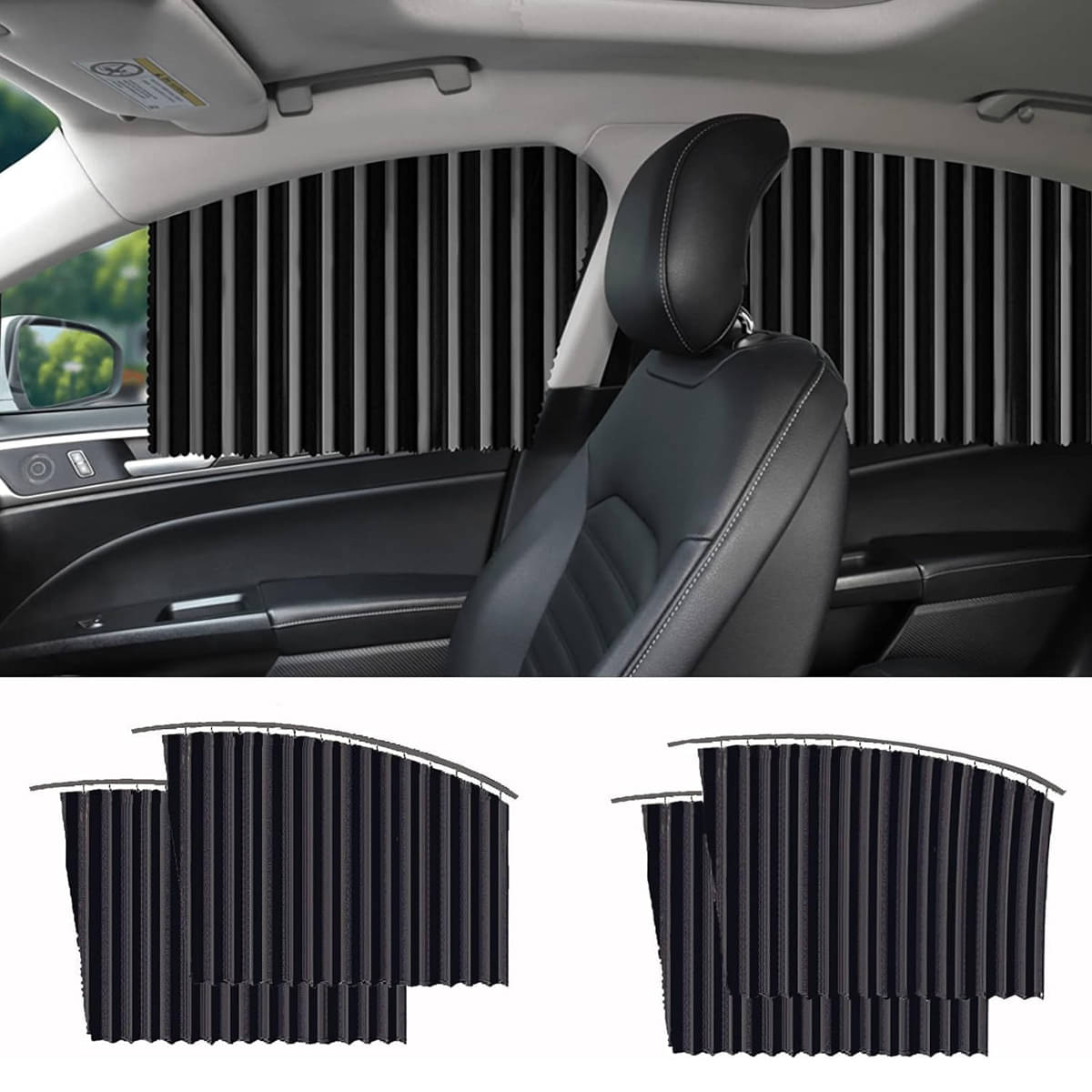     			GEEO Universal Fit Magnetic Car Side Window Privacy Sunshade, Car Sun Shade Side Window, Magnet Pleated Curtains for Car Window, Removable Car Window Curtains (Multicolor, 4PCS)