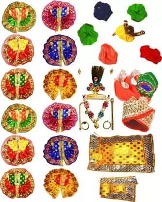 Green Spiritual Laddu Gopal Krishna Multicolor Cotton Dress ( Pack of 1 )