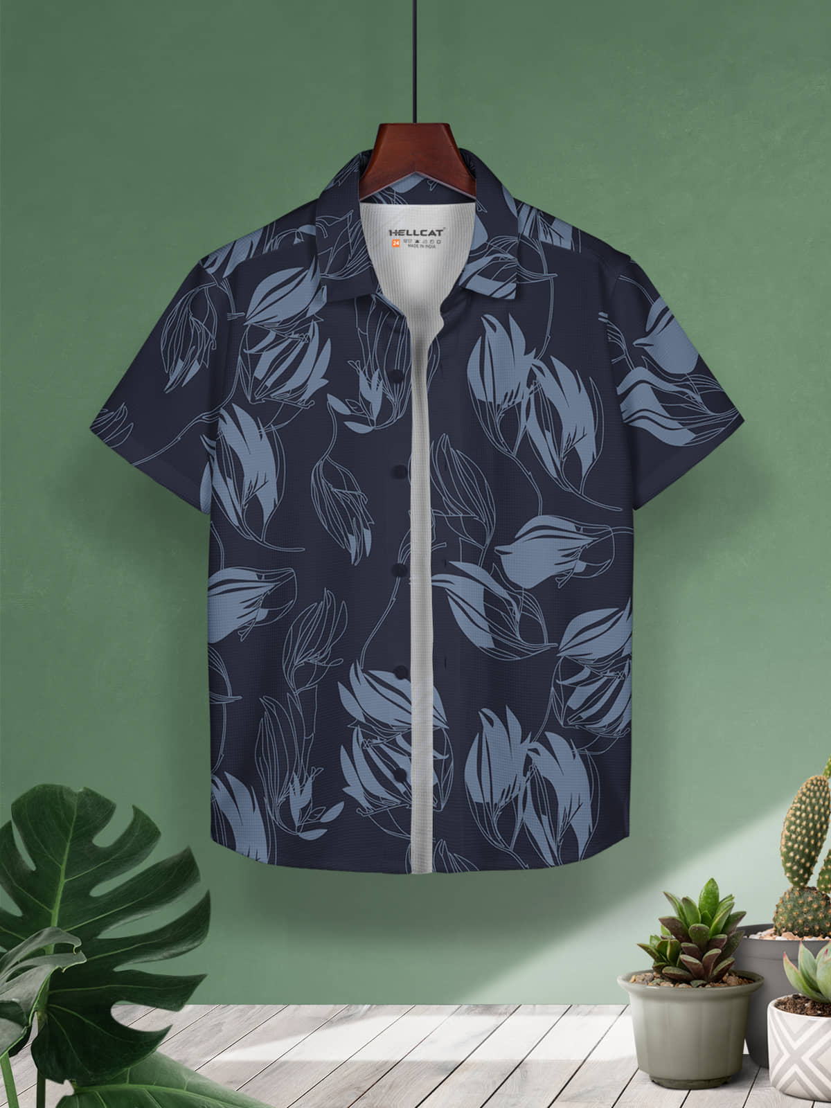 HELLCAT Pack of 1 Boys Cotton Blend Shirt ( Blue )