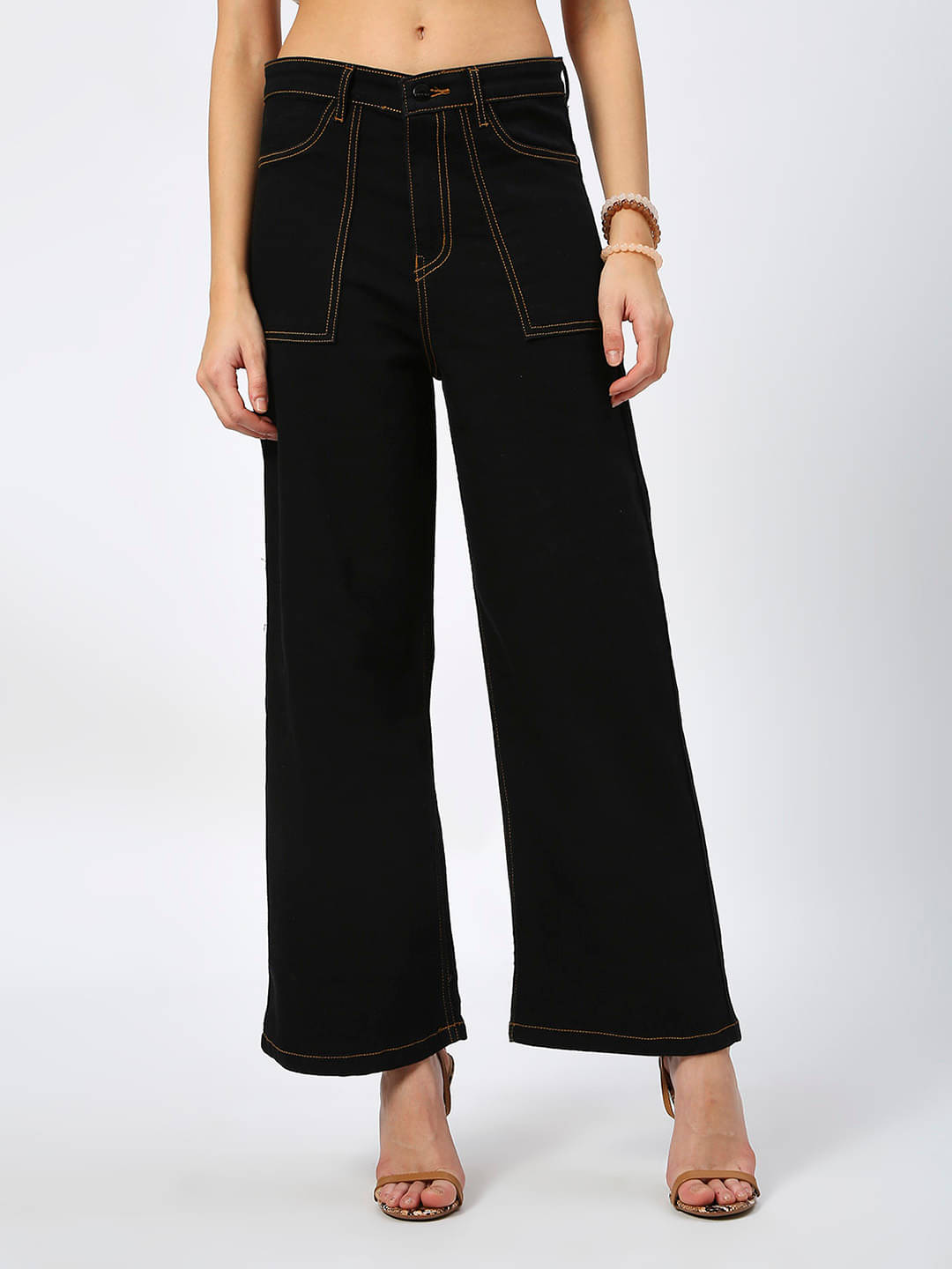     			HJ HASASI - Black Denim Wide Leg Women's Jeans ( Pack of 1 )
