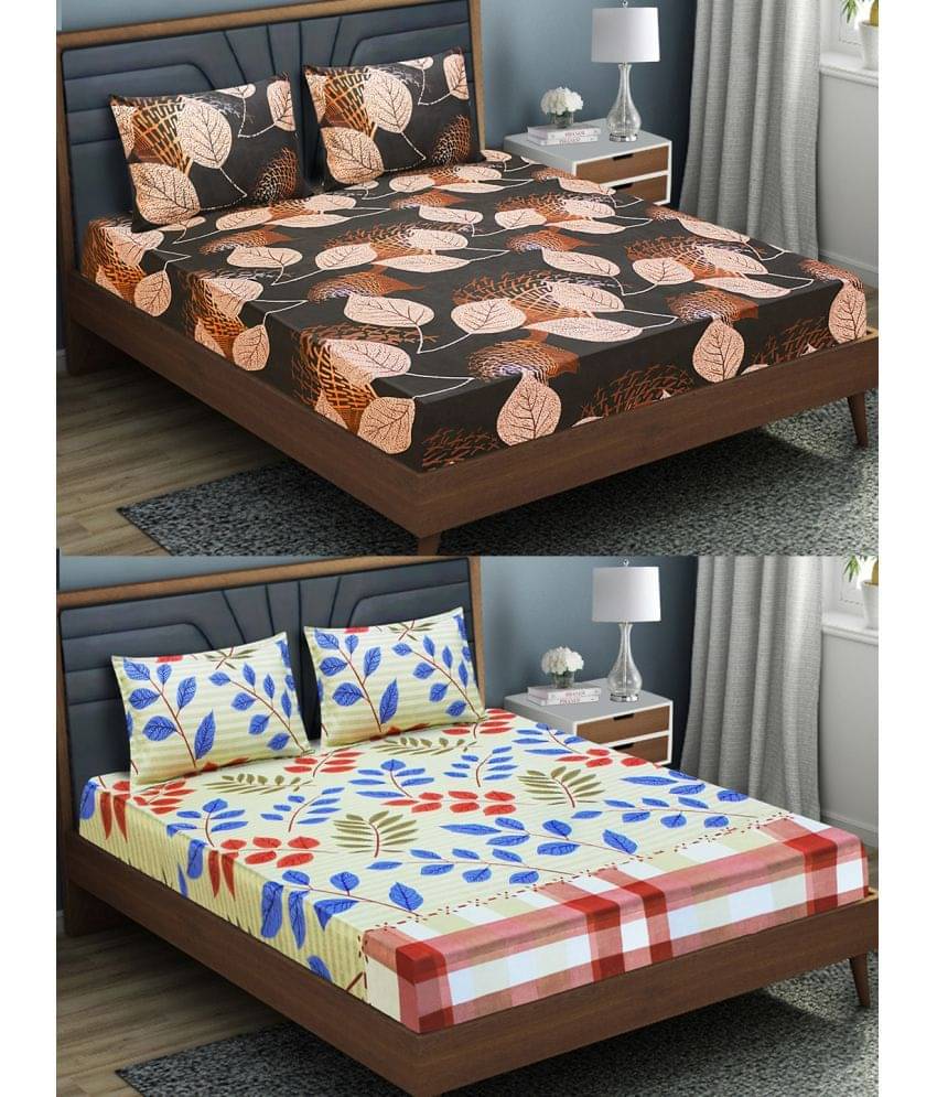 Home Candy Microfiber Floral 2 Double Bedsheet with 4 Pillow Covers - Black Home Candy Microfiber Floral 2 Double Bedsheet with 4 Pillow Covers - Black