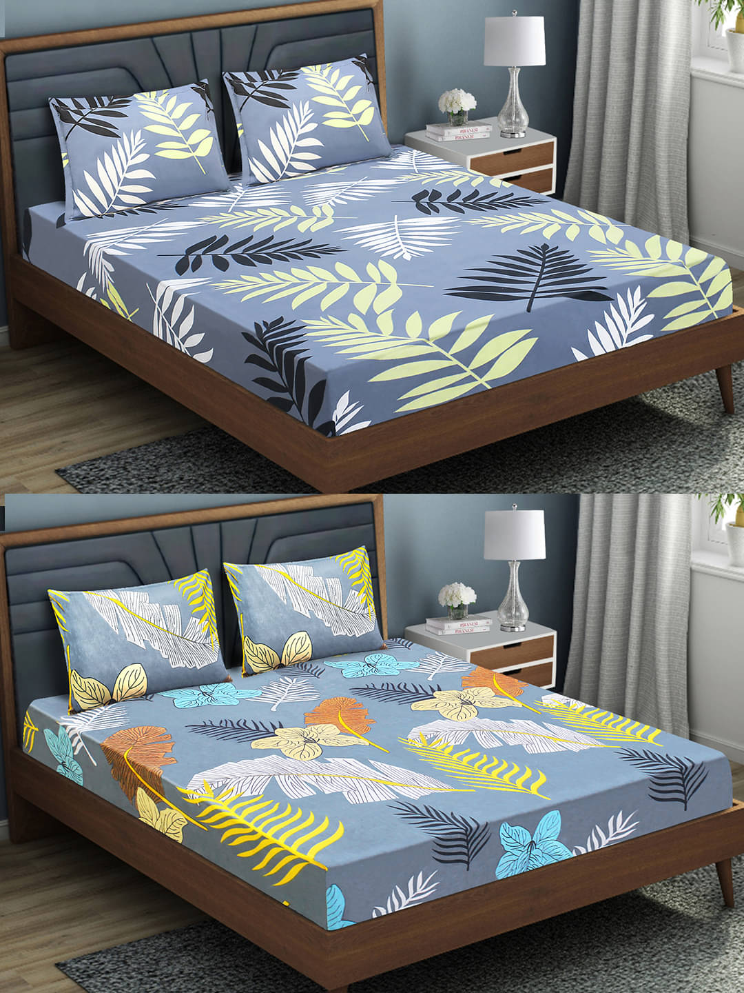 Home Candy Microfiber 2 Double Bedsheet with 4 Pillow Covers ( Grey ) Home Candy Microfiber 2 Double Bedsheet with 4 Pillow Covers ( Grey )