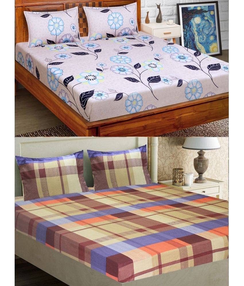 Home Candy Microfiber 2 Double Bedsheet with 4 Pillow Covers ( Multicolor ) Home Candy Microfiber 2 Double Bedsheet with 4 Pillow Covers ( Multicolor )