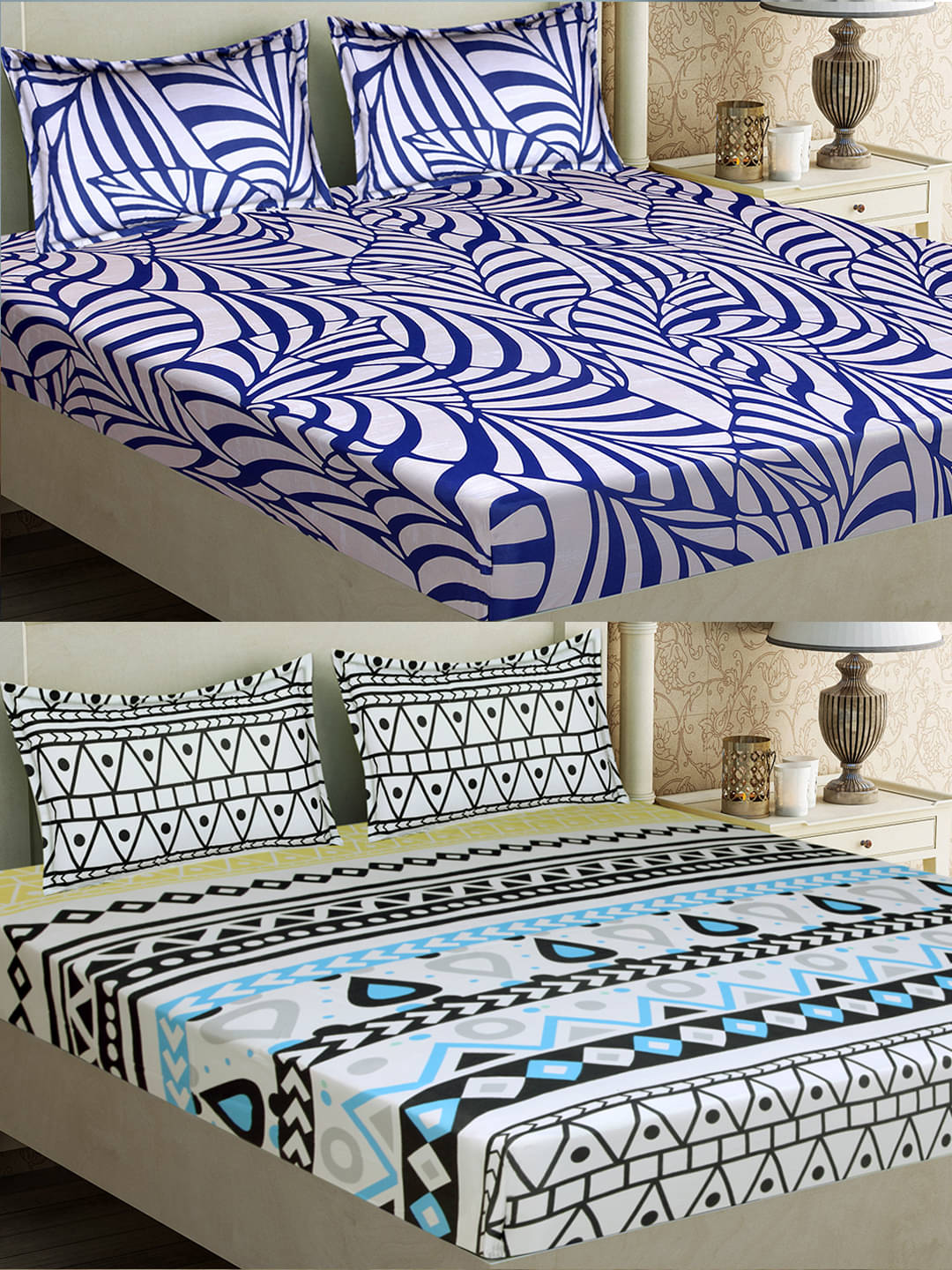Home Candy Microfiber 2 Double Bedsheet with 4 Pillow Covers ( White ) Home Candy Microfiber 2 Double Bedsheet with 4 Pillow Covers ( White )