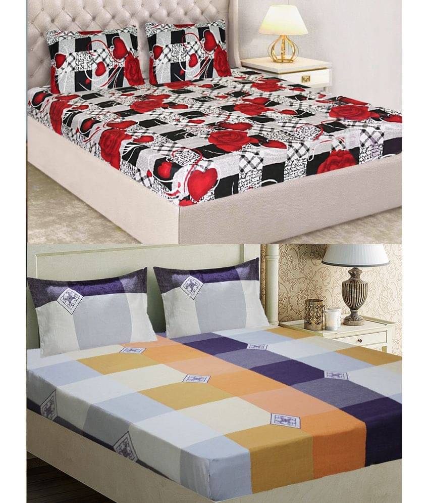 Home Candy Microfiber 2 Double Bedsheet with 4 Pillow Covers ( Red ) Home Candy Microfiber 2 Double Bedsheet with 4 Pillow Covers ( Red )