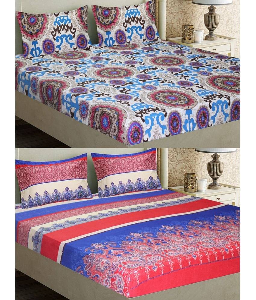 Home Candy Microfiber 2 Double Bedsheet with 4 Pillow Covers ( Multicolor ) Home Candy Microfiber 2 Double Bedsheet with 4 Pillow Covers ( Multicolor )