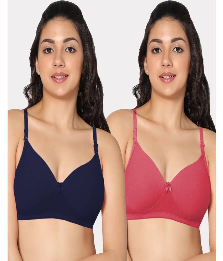 IN CARE LINGERIE Multicolor Cotton Blend Lightly Padded Women's T-Shirt Bra ( Pack of 2 )     			IN CARE LINGERIE Multicolor Cotton Blend Lightly Padded Women's T-Shirt Bra ( Pack of 2 )